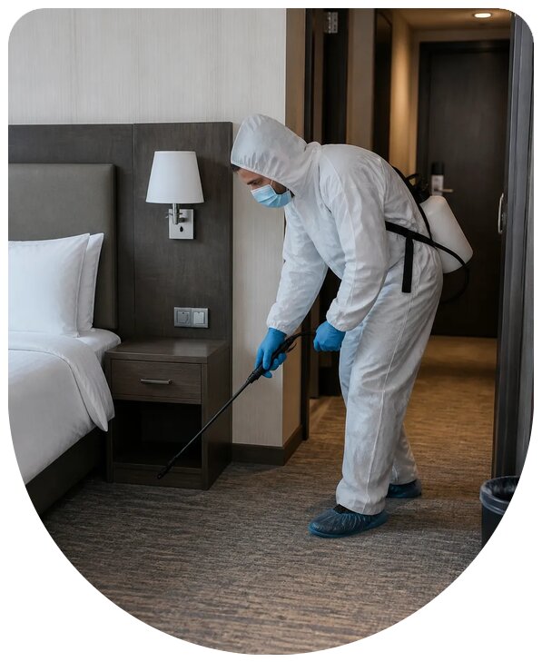 Профессиональная дезинсекция гостиницы от насекомых в Кронштадте